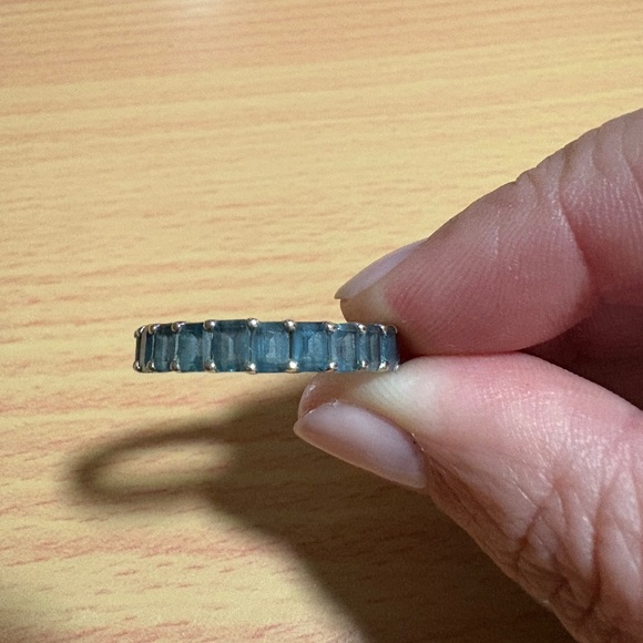 PETITE EMERALD CUT LONDON BLUE TOPAZ RING - Picture 3 of 5